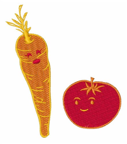 Tomato And Carrot Machine Embroidery Design