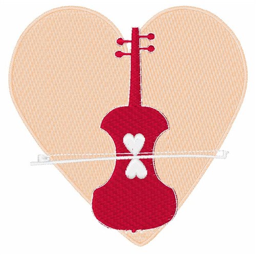 Fiddle And Heart Machine Embroidery Design