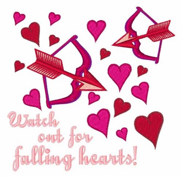 Picture of Falling Hearts Machine Embroidery Design