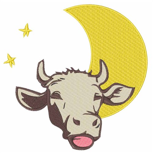 Cow And Moon Machine Embroidery Design