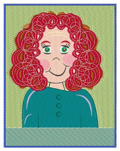 Curly Haired Girl Machine Embroidery Design