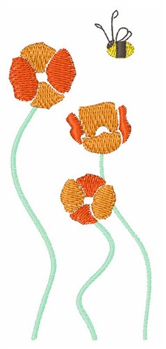 Bee And Flowers Machine Embroidery Design