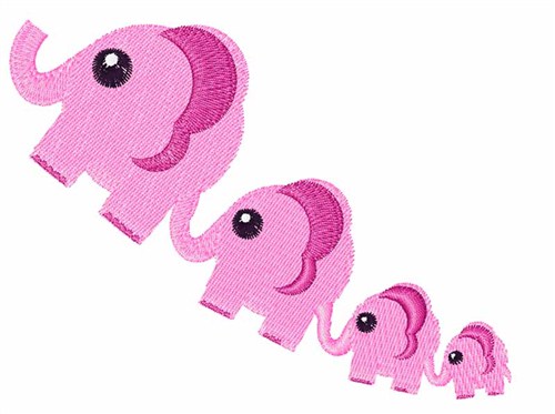 Pink Elephants Machine Embroidery Design
