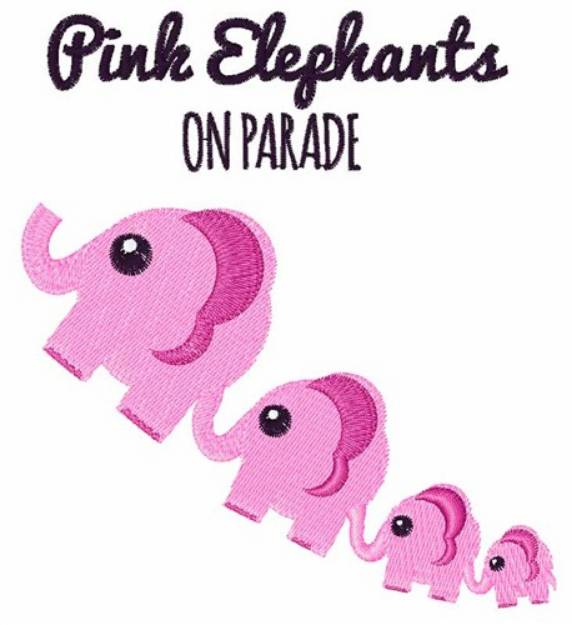 Picture of Pink Elephants On Parade Machine Embroidery Design