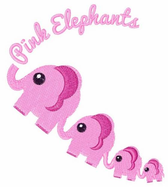 Picture of Pink Elephants Machine Embroidery Design