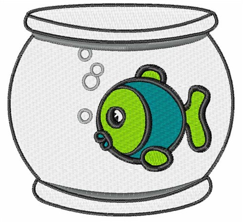 Fish In Fishbowl Machine Embroidery Design
