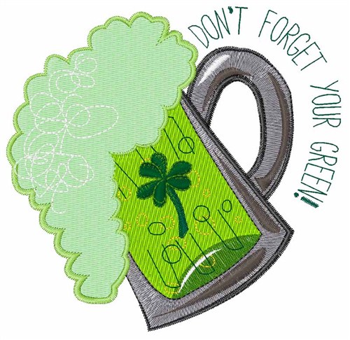 Green Beer Machine Embroidery Design