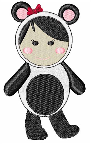 Panda Girl Machine Embroidery Design