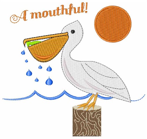 Mouthful Pelican Machine Embroidery Design