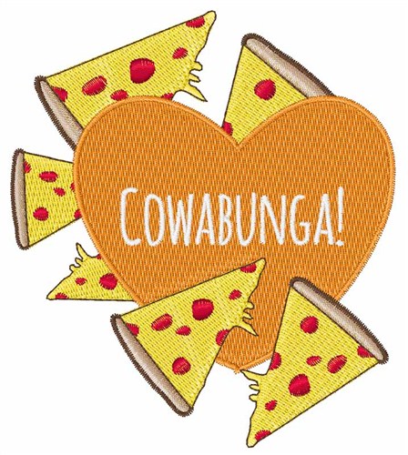 Cowabunga Pizza Machine Embroidery Design