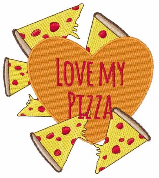 Picture of Love My Pizza Machine Embroidery Design