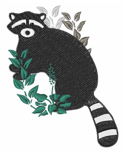 Raccoon Leaves Machine Embroidery Design