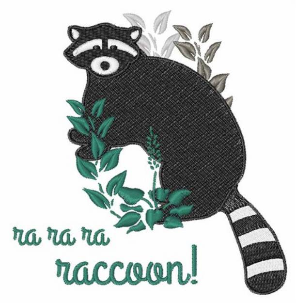 Picture of Raccoon Plant Machine Embroidery Design