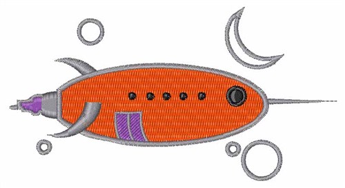 Rocket Ship Machine Embroidery Design