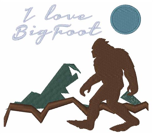 I Love Bigfoot Machine Embroidery Design