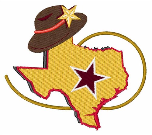Texas Map Machine Embroidery Design