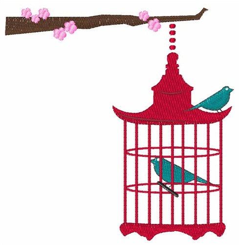 Birdcage Branch Machine Embroidery Design