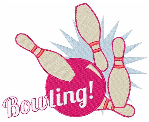 Bowling Ball & Pins Machine Embroidery Design
