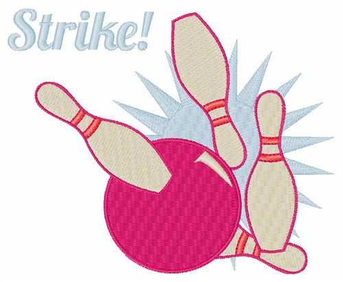 Strike Bowling Machine Embroidery Design