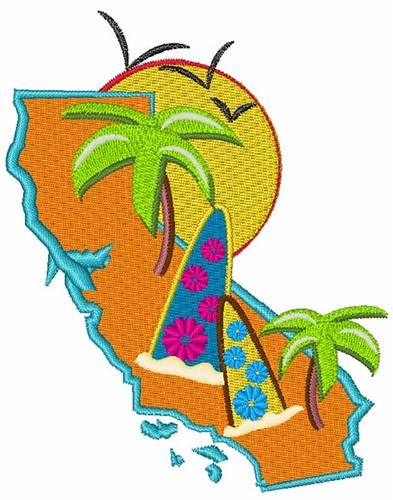 California Surf Machine Embroidery Design