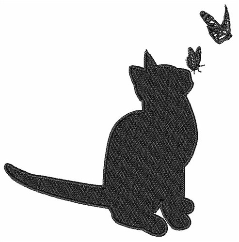 Silhouette Cat Machine Embroidery Design