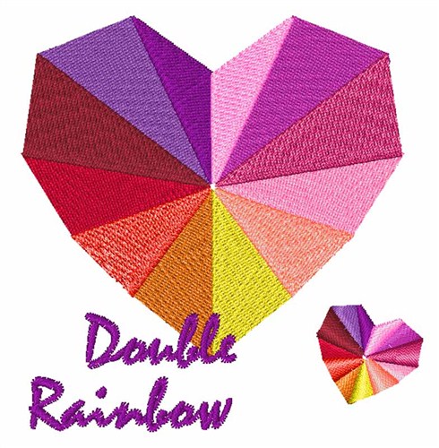 Double Rainbow Heart Machine Embroidery Design