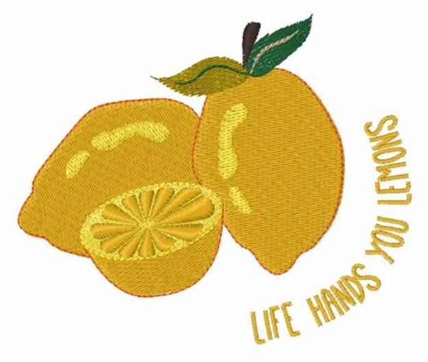 Picture of Life Hands Lemons Machine Embroidery Design