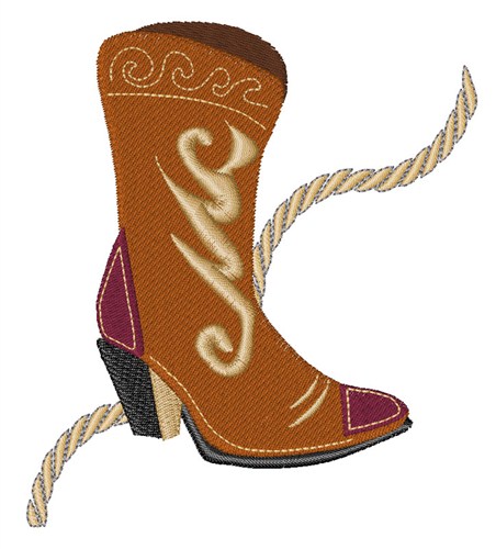 Cowgirl Boot Machine Embroidery Design