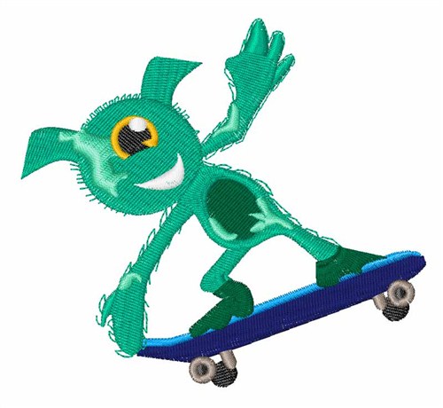 Monster Skateboarder Machine Embroidery Design