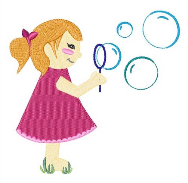 Picture of Girl & Bubbles Machine Embroidery Design