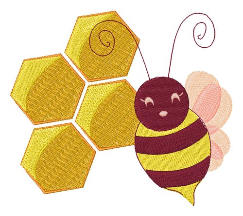 Bee & Honeycomb Machine Embroidery Design