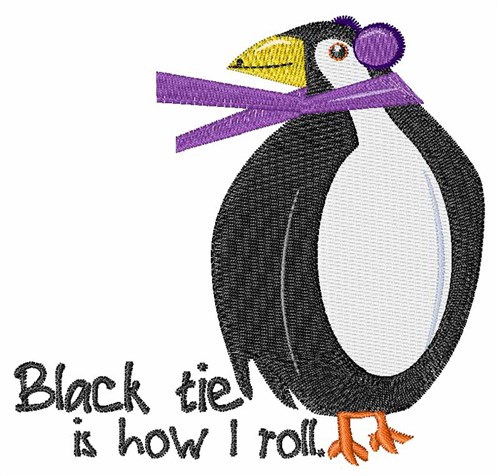 Black Tie Penguin Machine Embroidery Design