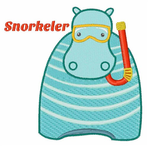 Hippo Snorkeler Machine Embroidery Design