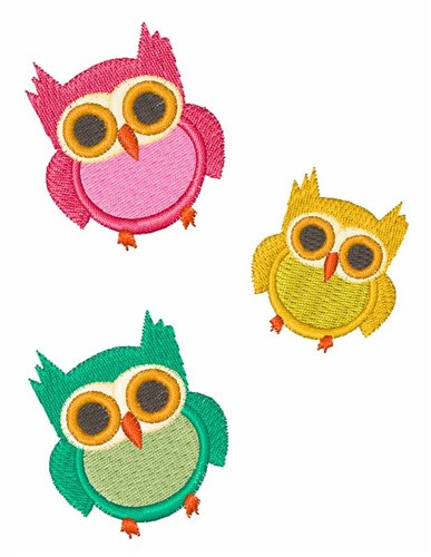 Colorful Owls Machine Embroidery Design