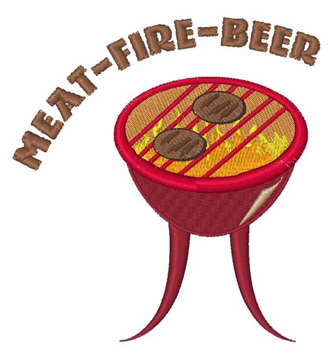 Meat Fire Beer Machine Embroidery Design