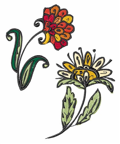 Stylized Flowers Machine Embroidery Design