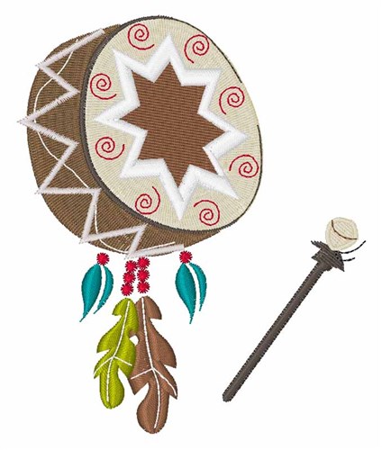 Native Drum Machine Embroidery Design