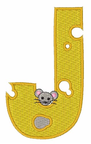 Mouse Cheese J Machine Embroidery Design