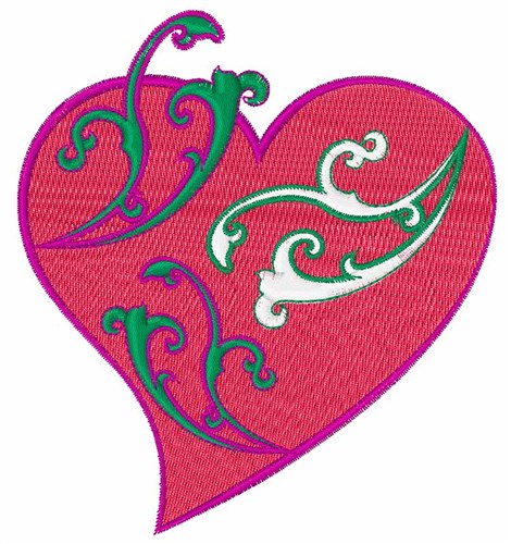 Swirl Heart Machine Embroidery Design
