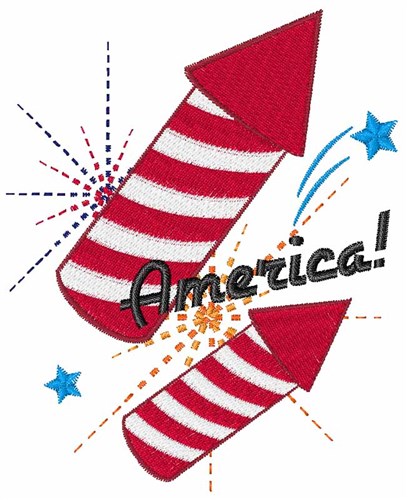 America Fireworks Machine Embroidery Design