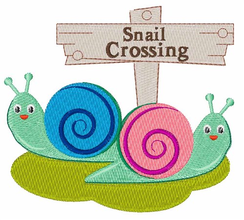 Snail Crossing Machine Embroidery Design