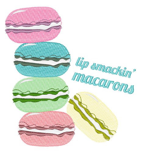 Lip Smackin Macarons Machine Embroidery Design