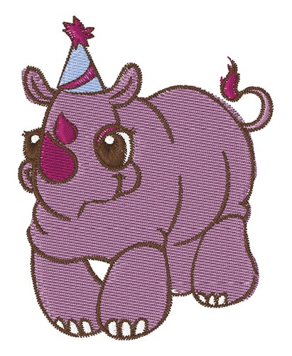 Party Rhino Machine Embroidery Design