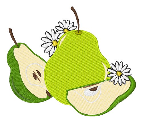 Pear Daisy Machine Embroidery Design