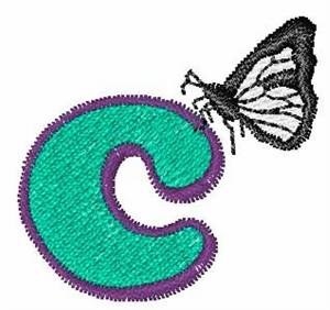 Picture of Butterfly Lowercase C Machine Embroidery Design