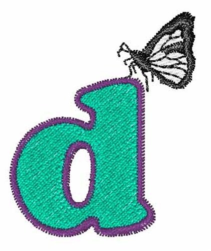 Butterfly Lowercase D Machine Embroidery Design