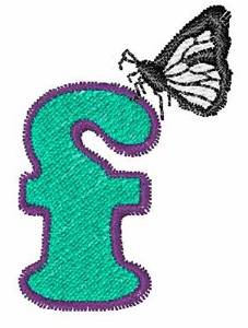 Picture of Butterfly Lowercase F Machine Embroidery Design