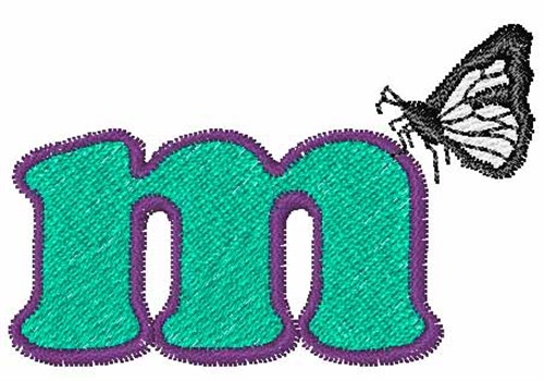 Butterfly Lowercase M Machine Embroidery Design
