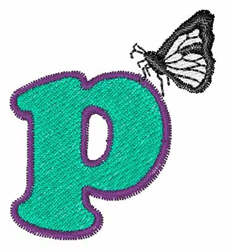 Butterfly Lowercase P Machine Embroidery Design