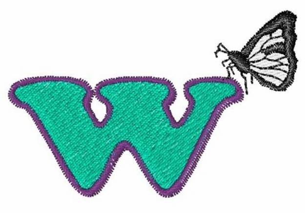 Picture of Butterfly Lowercase W Machine Embroidery Design